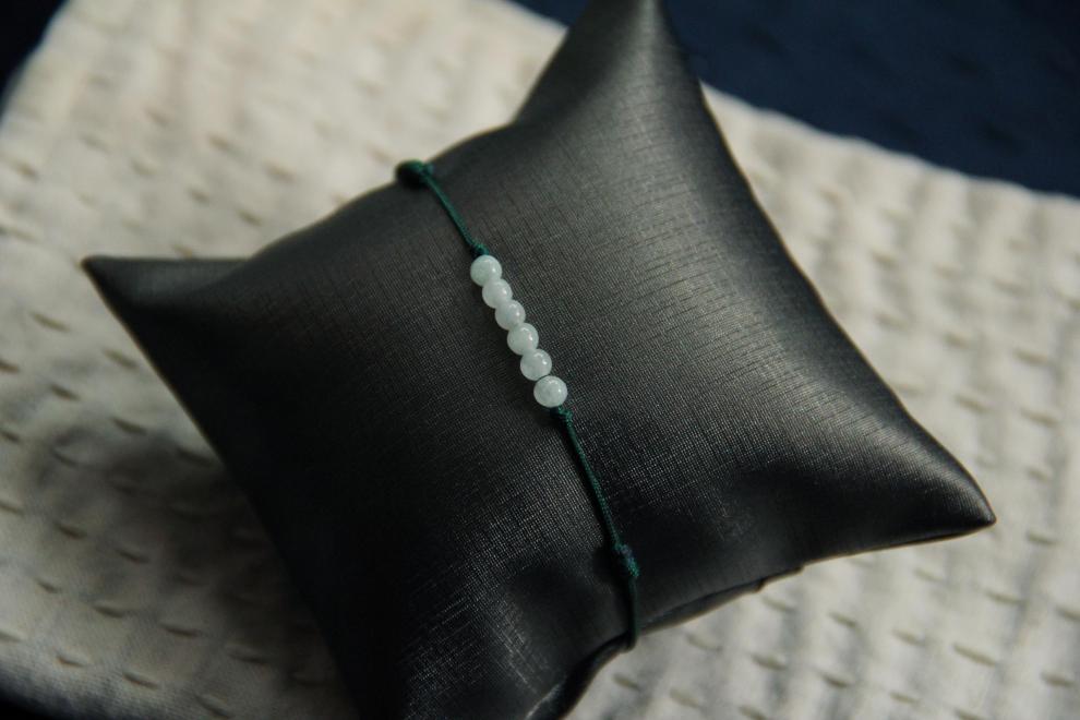 手工翡翠玉珠脚链手链六六大顺平安男女礼物 深绿绳脚链【图片 价格