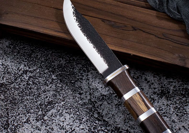 内蒙手工小刀锻打扒肉复古刀水果刀户外小刀440c内蒙古烛直刀小刀含尼