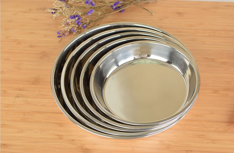 喜嘉华凉皮锣锣304不锈钢圆盘大号凉皮盘糕盘家用蒸年糕盘肠粉盘子