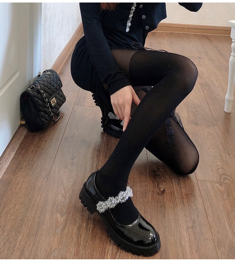 醉艳日jk夏薄款黑丝袜假大腿女白色连裤袜吊带拼接袜ins飘带假高筒袜