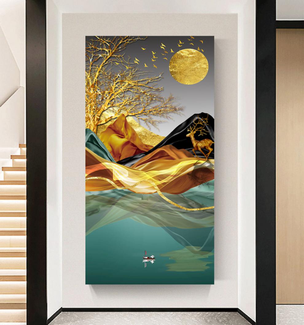 入户门玄关自粘贴画过道走廊壁画轻奢墙贴纸客厅门贴纸墙壁qc23小