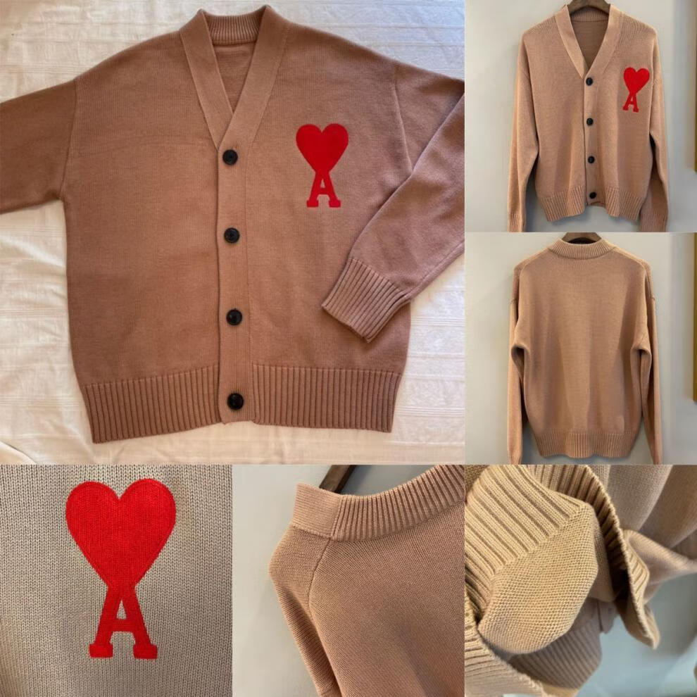 ami法国潮牌大爱心桃心a刺绣针织开衫毛衣男女同款 浅绿:元气显嫩 s