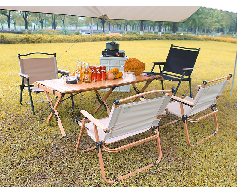 闽豹 户外折叠桌蛋卷桌野餐露营桌便携式桌椅套装装备用品野营椅子