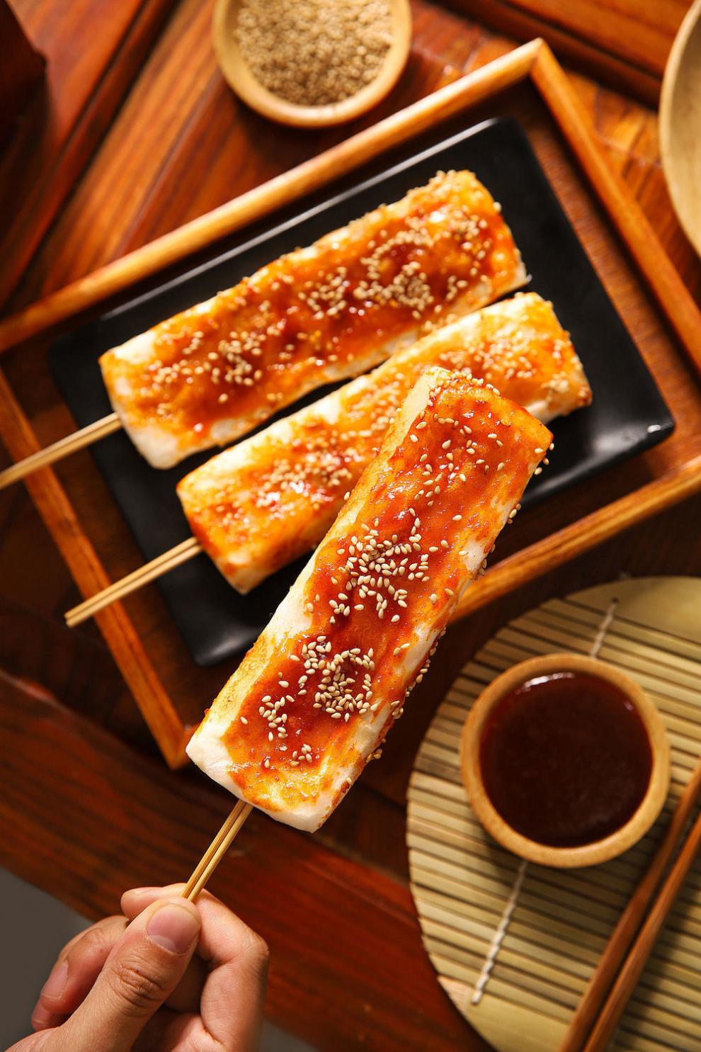 韩式网红脆皮年糕条片批发正宗手工烧烤油煎年糕甜辣酱宁波特产10根装