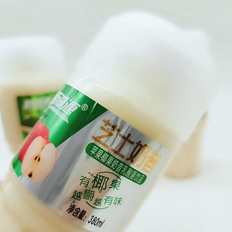 新湖源芝士奶昔饮料380ml瓶椰果苹果原味草莓绿豆乳酸菌饮品果汁黄桃