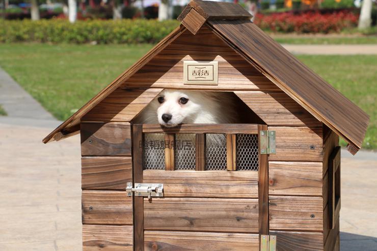 狗狗别墅豪宅防雨防水户外实木炭化木狗屋狗窝猫窝狗笼泰迪狗窝狗房