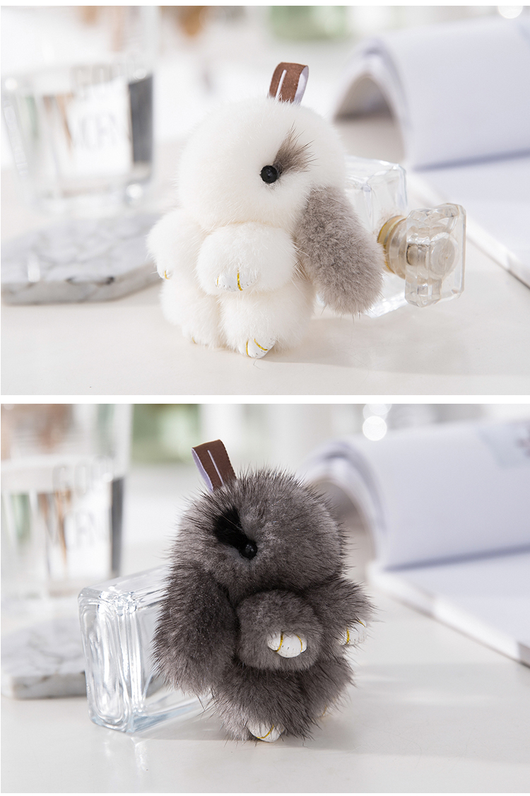 装死兔 正版水貂毛迷你毛绒装死兔挂饰小兔子手机钥匙扣书包挂件皮草