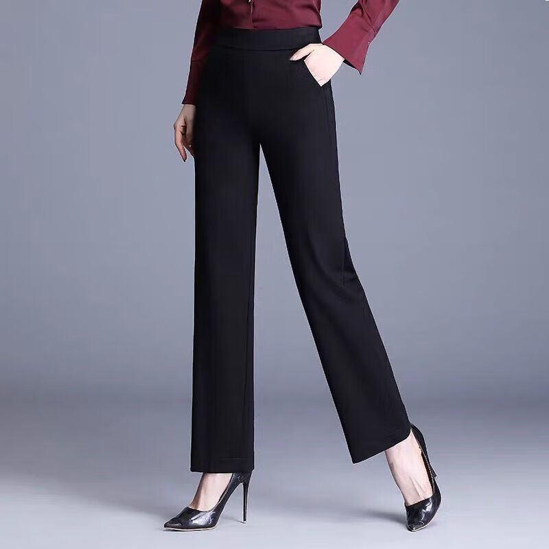 裤显瘦高腰职业女士西裤女长裤子黑色九分裤薄款无口袋xl建议115125斤