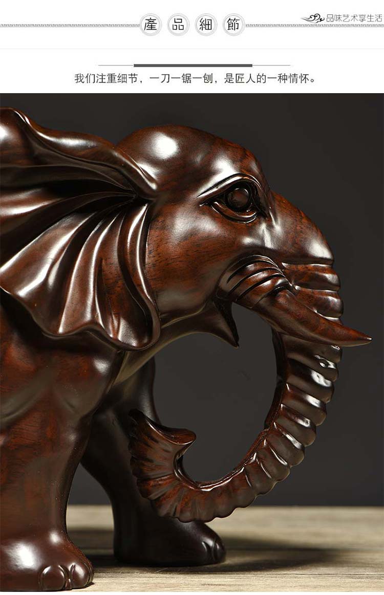 60木雕大象摆件大号象一对木实木大象雕刻乔迁家居装饰工艺礼品精雕