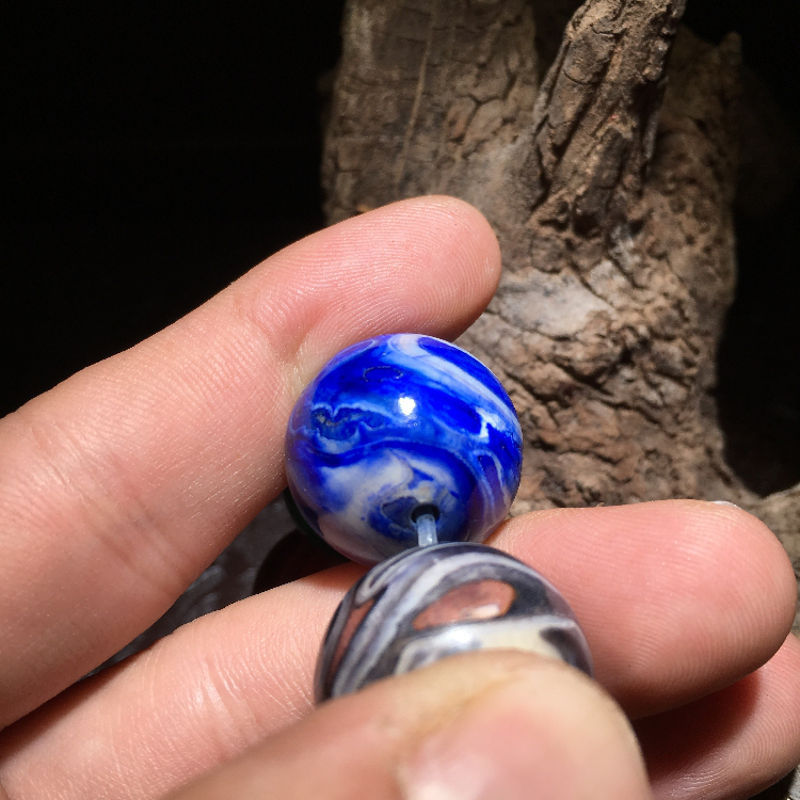 萃百丽cbli油润骆驼牙佛珠鹤天珠手串男款手链圆珠彩色骨雕牙雕收藏品