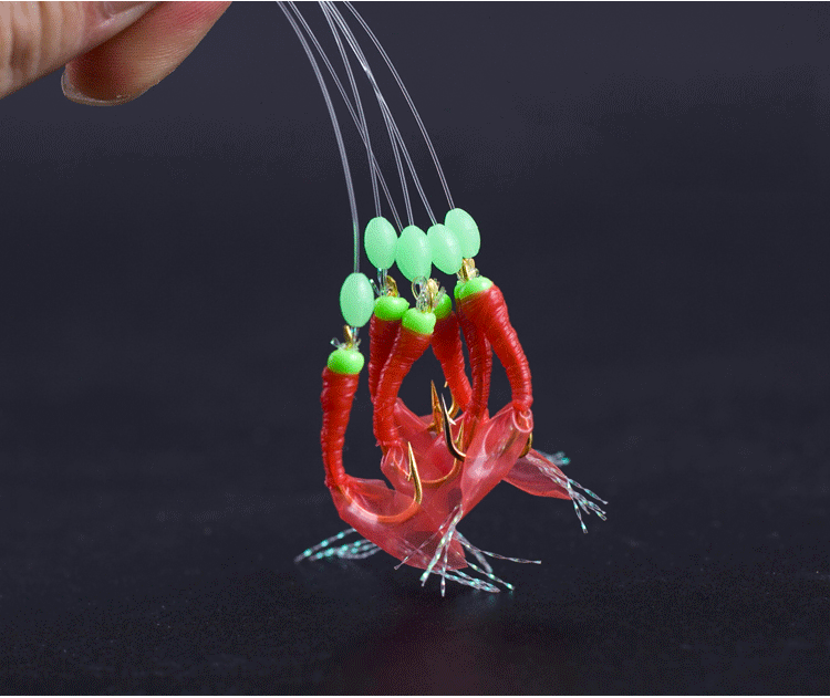 虾皮钩仿生串钩拟饵鱼皮串钩仕挂翘嘴鱼钩路亚飞蝇白条鲅鱼虾皮钩红皮