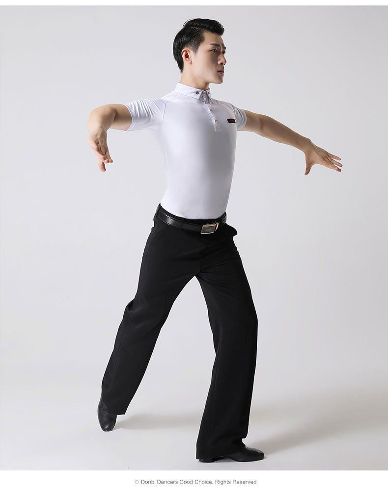 交谊舞服装男士摩登舞舞衣上衣新款国标拉丁练功服短袖舞舞蹈服 男士