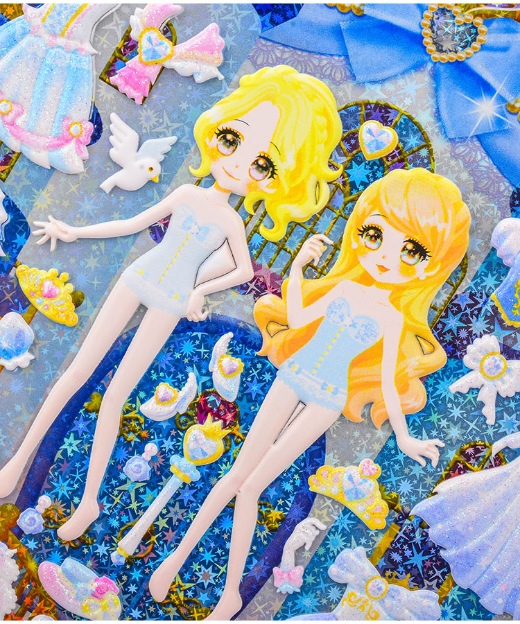 梦幻城堡公主换装贴纸精美女孩换衣服3d泡泡贴可爱卡通宝宝粘贴画nb