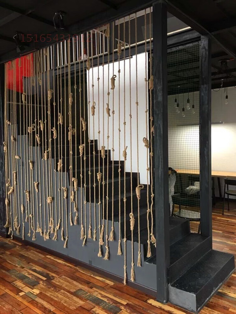 麻绳垂帘隔断网蜘蛛网装饰屏风酒吧餐厅玄关创意麻绳帘子手工编织绳粗