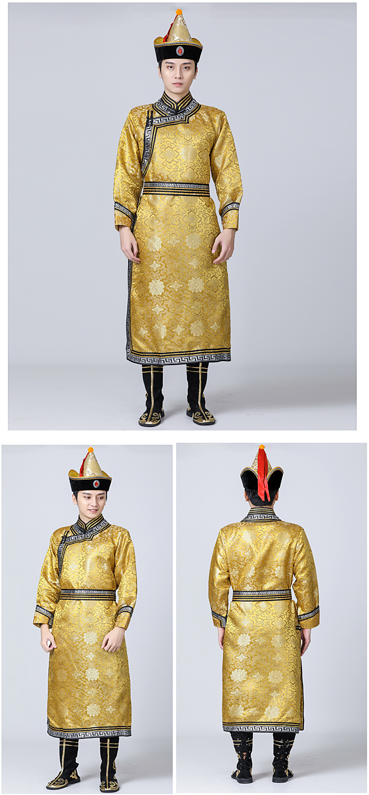 蒙古服装男新款蒙古袍男蒙古服饰男蒙古衣服族男演出服装表演演唱服