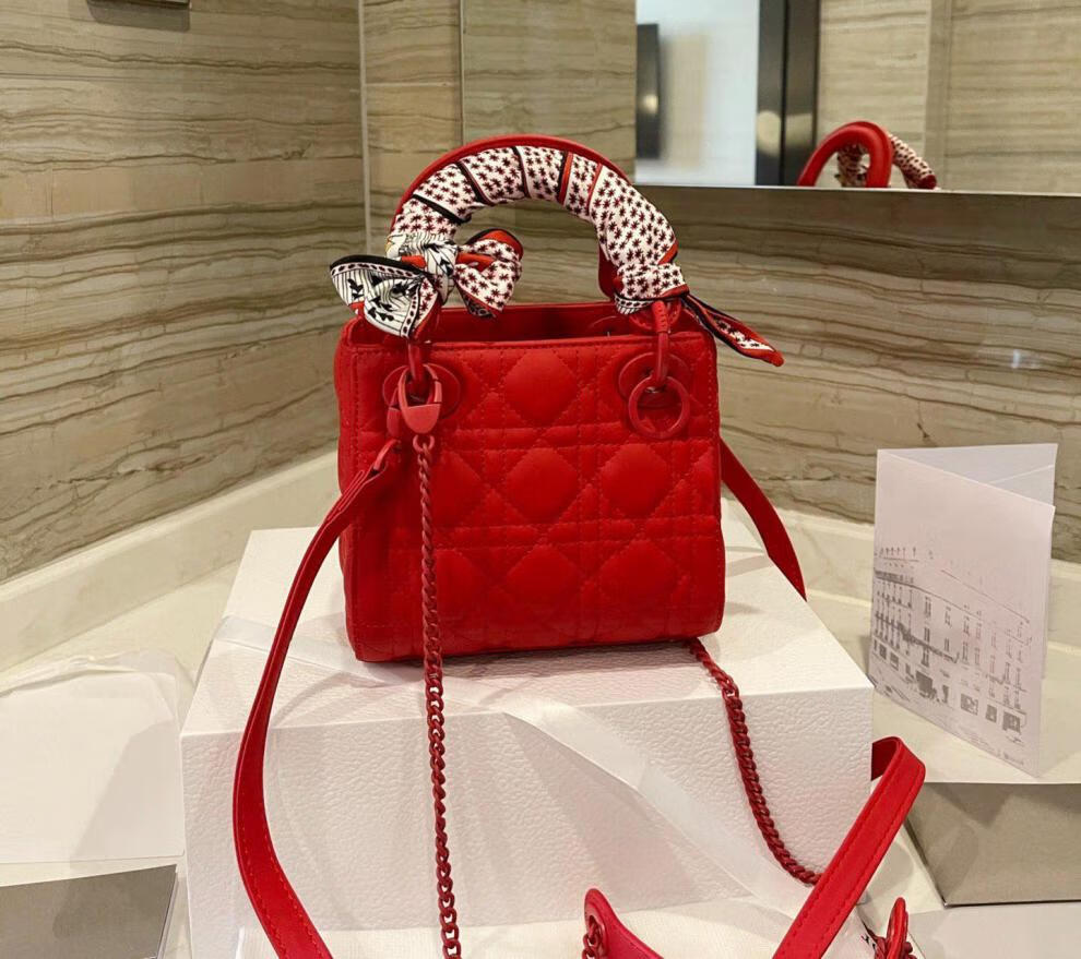 戴妃女包设计师戴妃女包lady三格戴妃包磨砂手提单肩斜挎包 白色