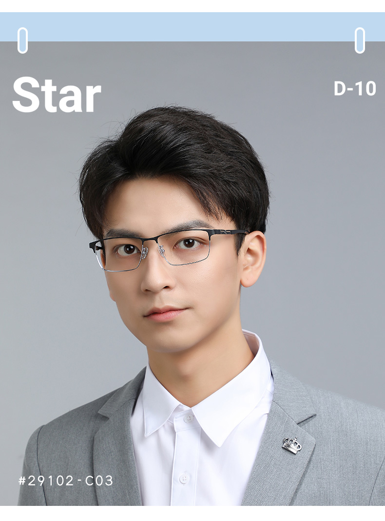 康视顿近视眼镜框男轻钛材大脸大框时尚商务镜架29102哑黑色c03