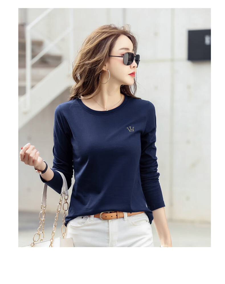 汗衫女款长袖t恤宽松大码秋衣棉妈妈打底t桖外穿上衣粉色l