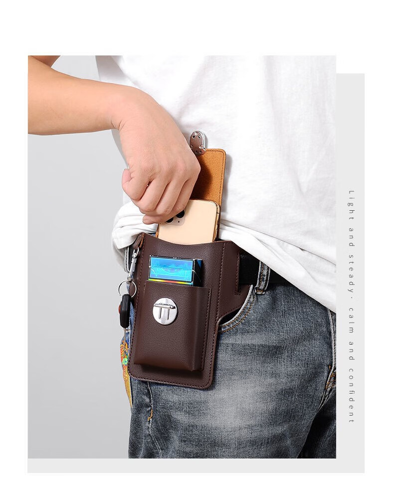 手机腰包男工地手机袋挂裤腰新款装双手机包男跑步工地干活穿皮带放