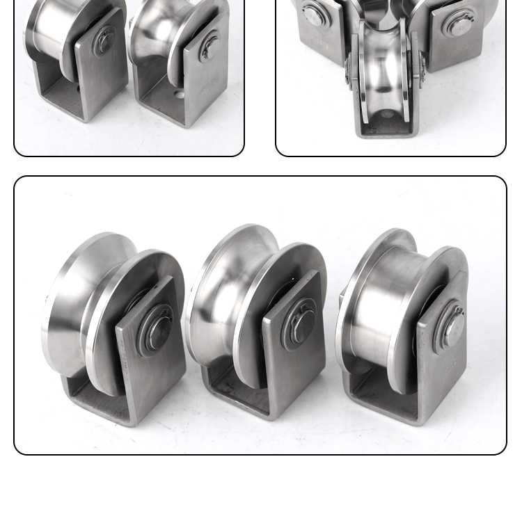 304不锈钢轴承滑轮钢丝绳定滑轮uv型槽轮轨道轮移门推拉门地滑轮201