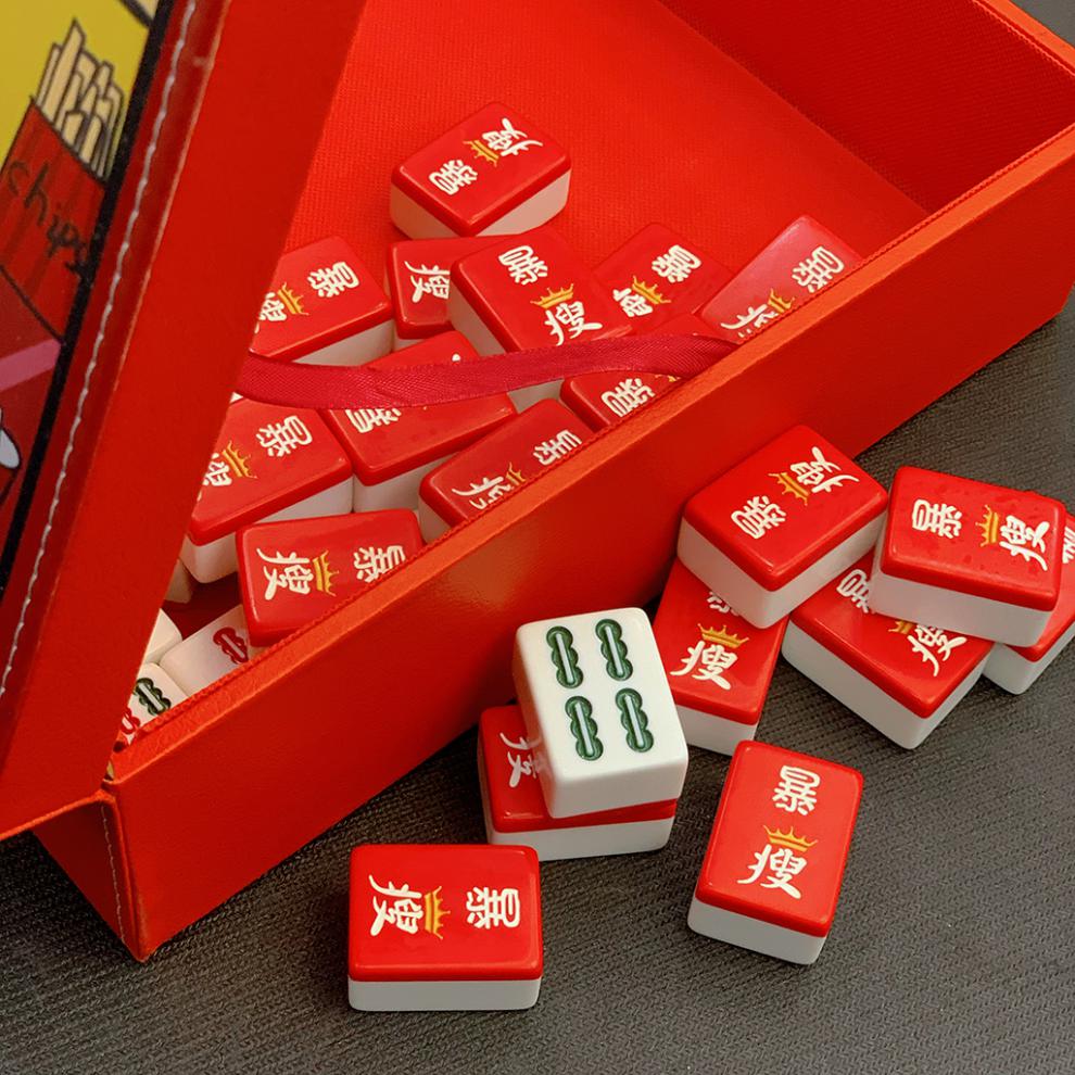 宿舍麻将创意时尚国潮麻将 圣诞红色定制发财生日聚会宿舍中国风新年