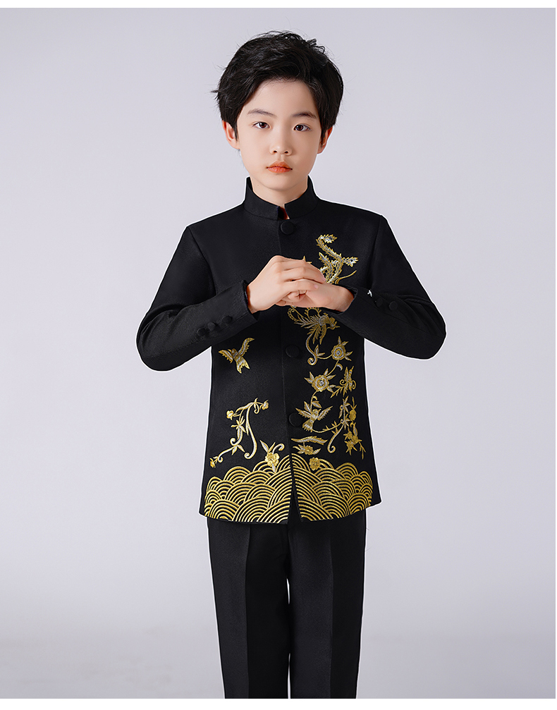 中小学生演讲比赛服装绣花五四儿童中山装演出服男中国风朗诵合唱年会