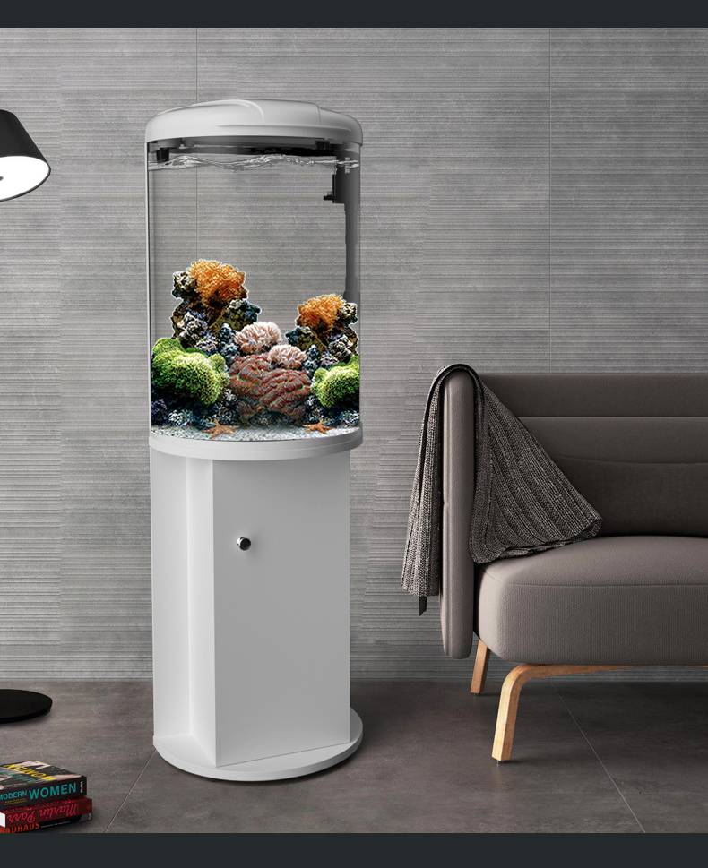 圆柱气象生态缸西龙鱼缸客厅小型免换水落地家用半圆玻璃生态水族箱