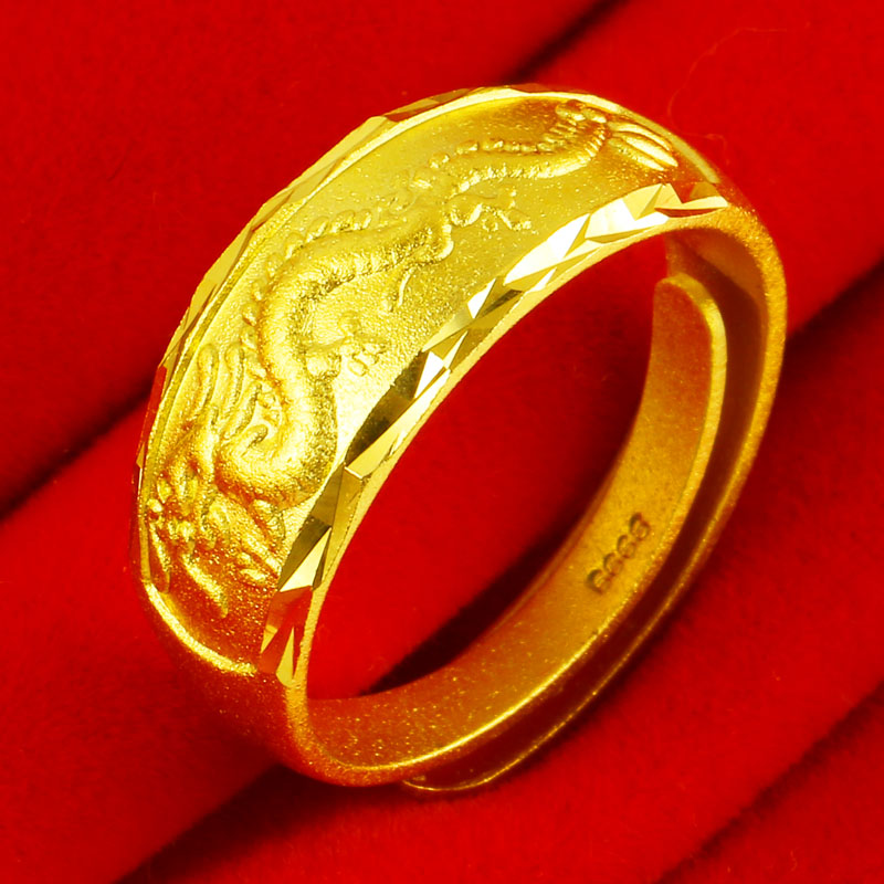 老凤凰黄金戒指999足金龙戒凤戒龙凤戒子999真金饰品结婚首饰真金子送