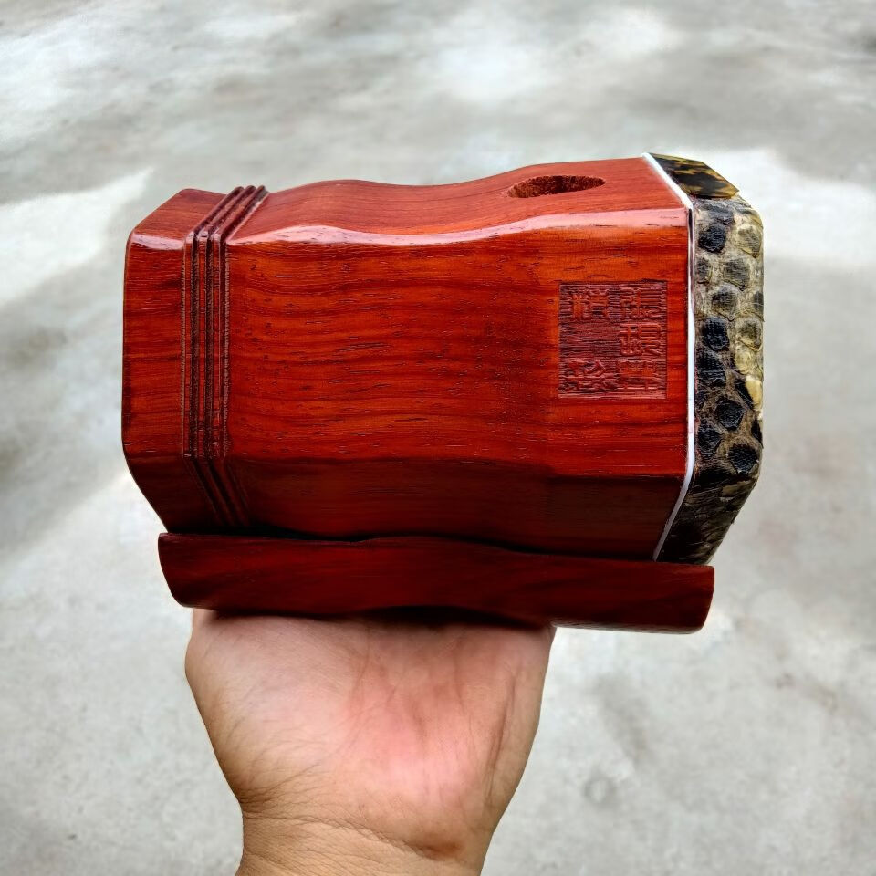 蒙皮的二胡琴筒 红木二胡乐器配件家胡琴筒子带底托 圆孔【图片 价格