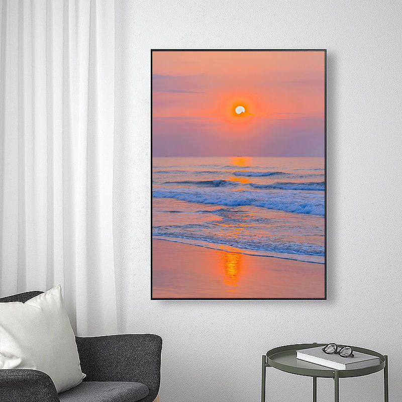 挂画小众海上日落装饰画现代卧室床头温馨北欧摆画摄影背景墙挂画落日