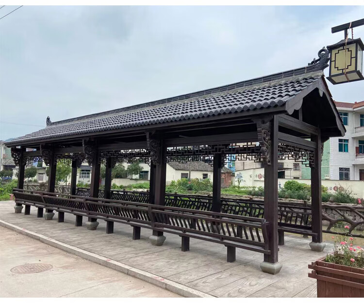 长廊户外防腐木长廊园林景观长廊树脂瓦长廊公园长廊走廊古建长廊