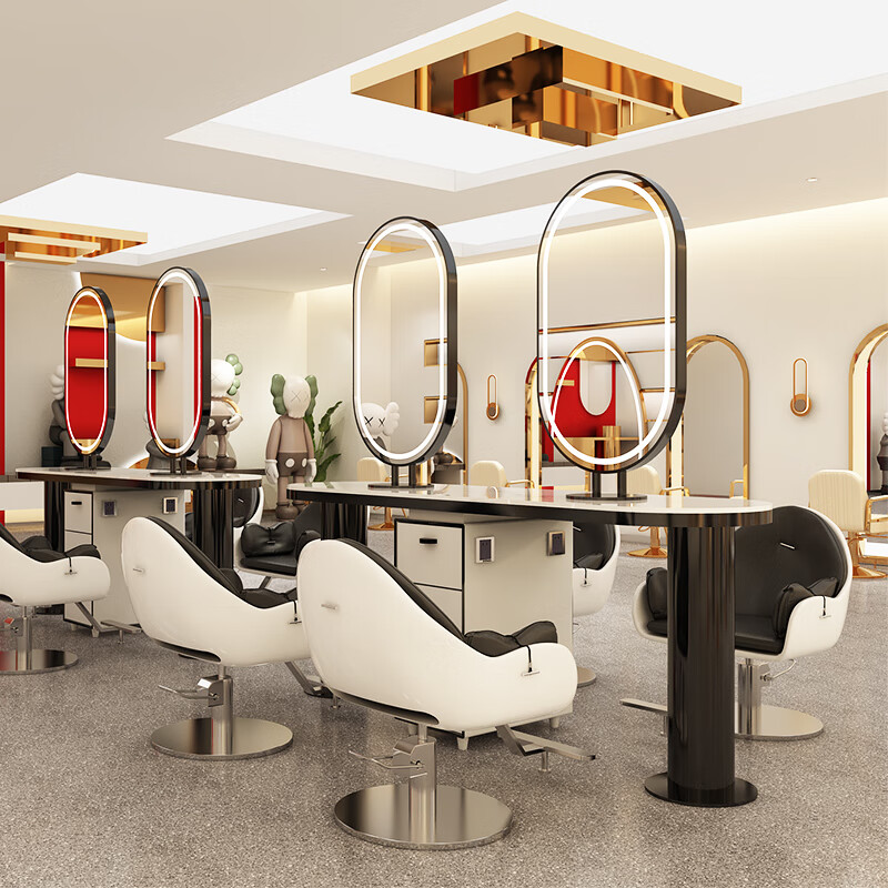 理发店镜子高端制造新款独特网红美发店镜台理发店发廊专用潮款简约烫