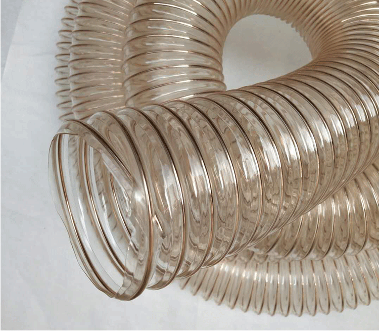 pu聚氨酯软管木工专用吸尘管透明伸缩风管镀铜钢丝缠绕工业通风管内径