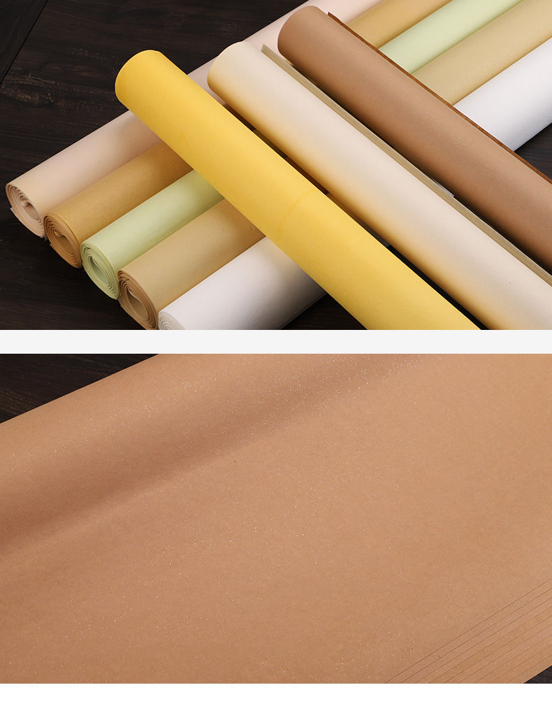 手工4四尺六尺仿古檀皮硬笔国画淡果绿六尺古法檀皮云母熟宣纸10张