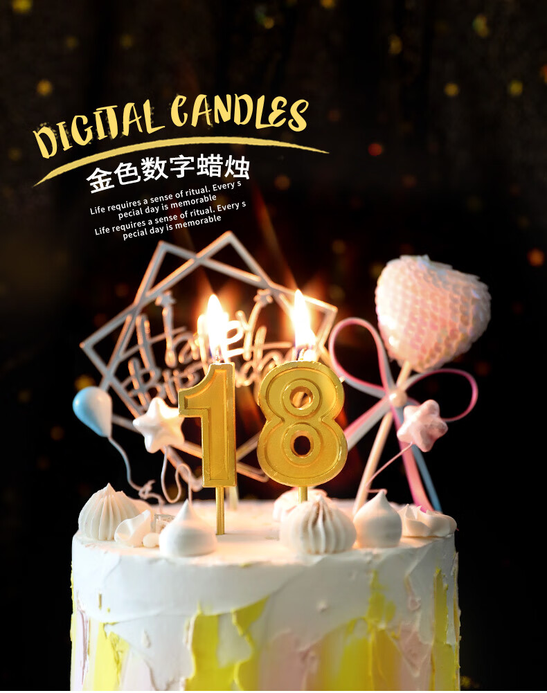 网红金色生日蛋糕数字蜡烛派对 金色蜡烛2