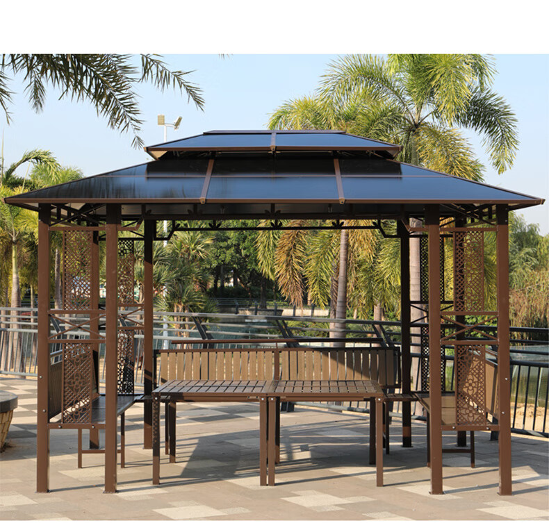 凉亭户外别墅组装移动现代阳台室外房子铁艺花园遮阳休闲亭子豪华款