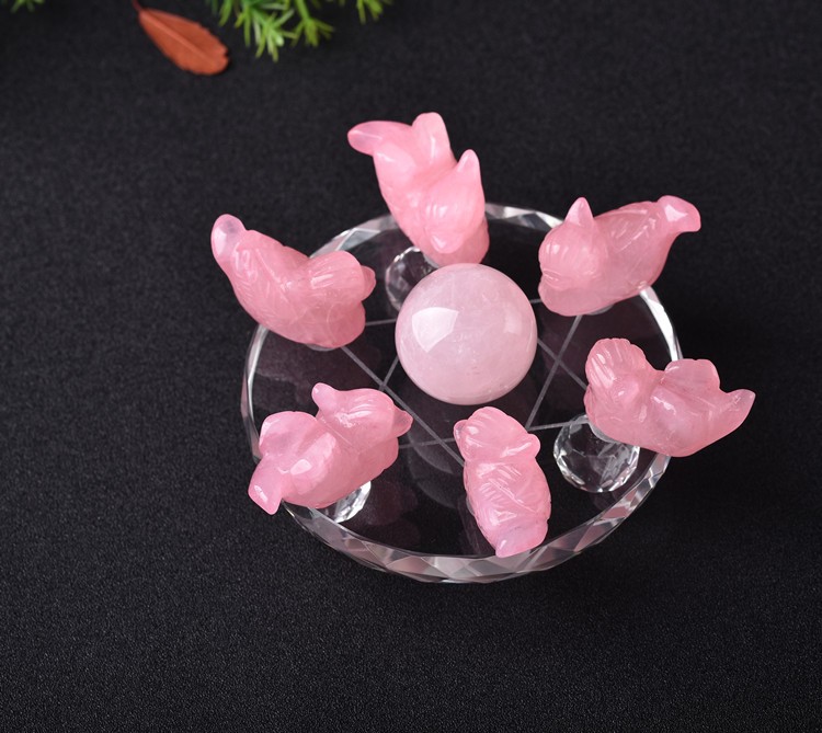 【优选好物】粉晶鸳鸯摆件粉水晶鸳鸯摆件一对粉晶摆设送礼客厅卧室