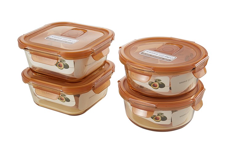 康宁ekco玻璃保鲜盒琥珀色玻璃保鲜盒便携饭盒玻璃保鲜盒770ml1220ml