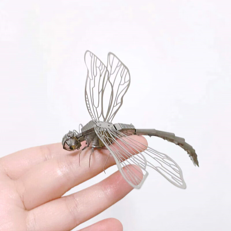 机械蜻蜓模型 3d金属拼图拼装立体模型昆虫螳螂蝎子手工diy摆件玩具