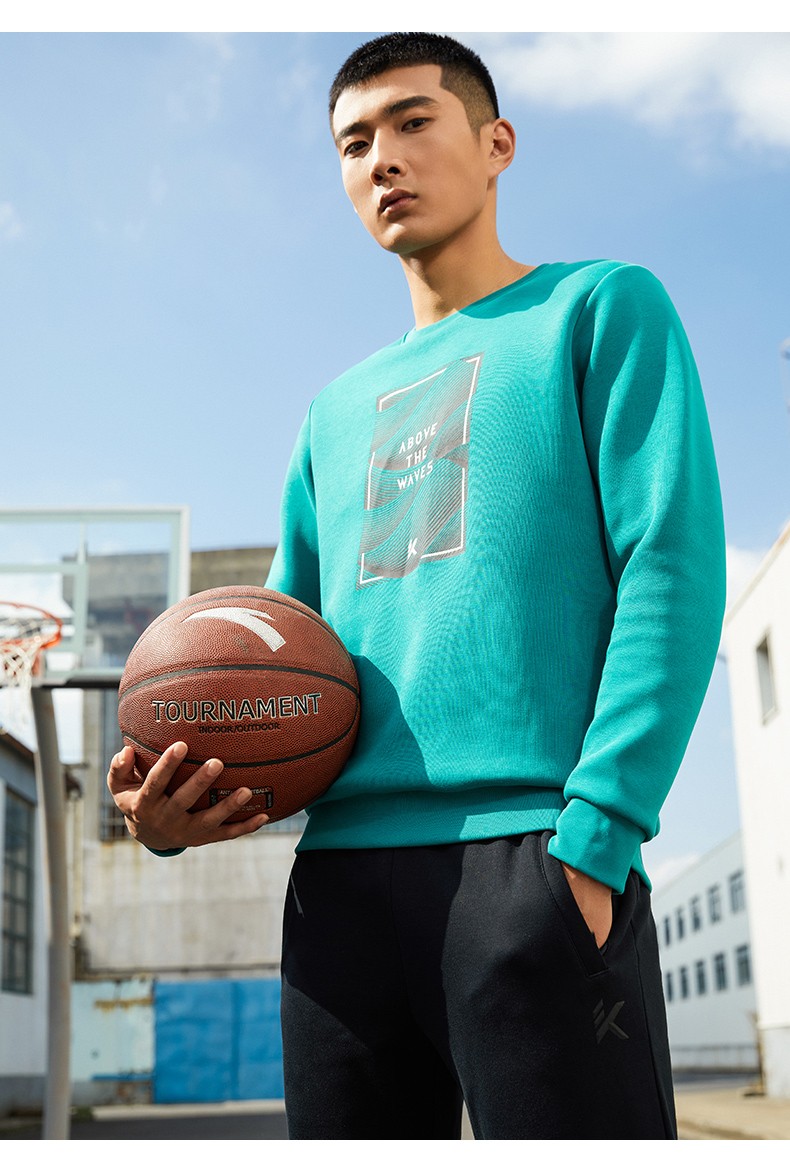 安踏卫衣男汤普森kt系列夏季新款宽松篮球文化套头衫男士运动上衣官方