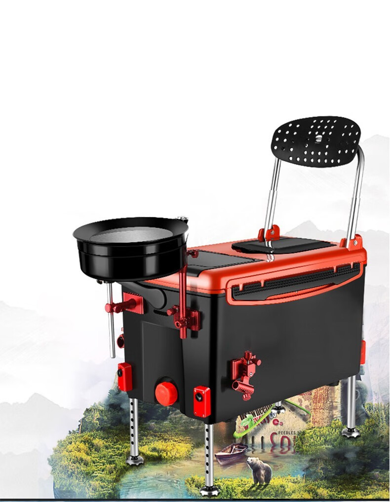 钓箱全套2021新款多功能钓鱼箱可坐渔具箱子装备便携钓箱红h6铝镁四