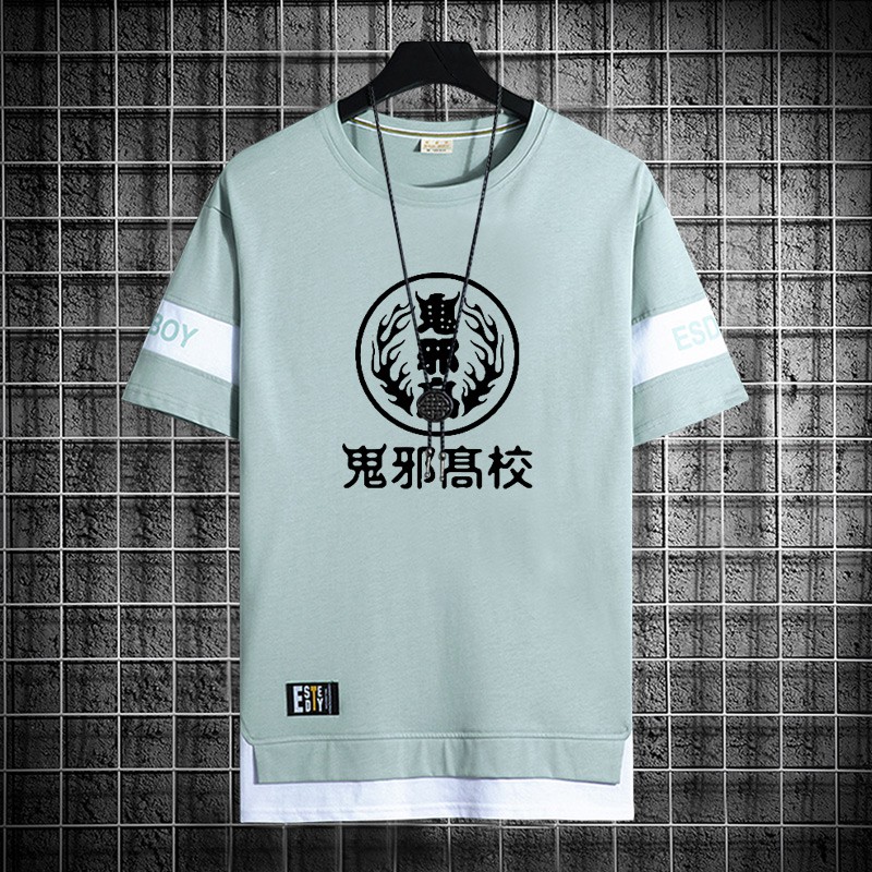 热血街区达摩一家村山极恶山王联合会短袖恤男休闲学生衣服 卡其6 m