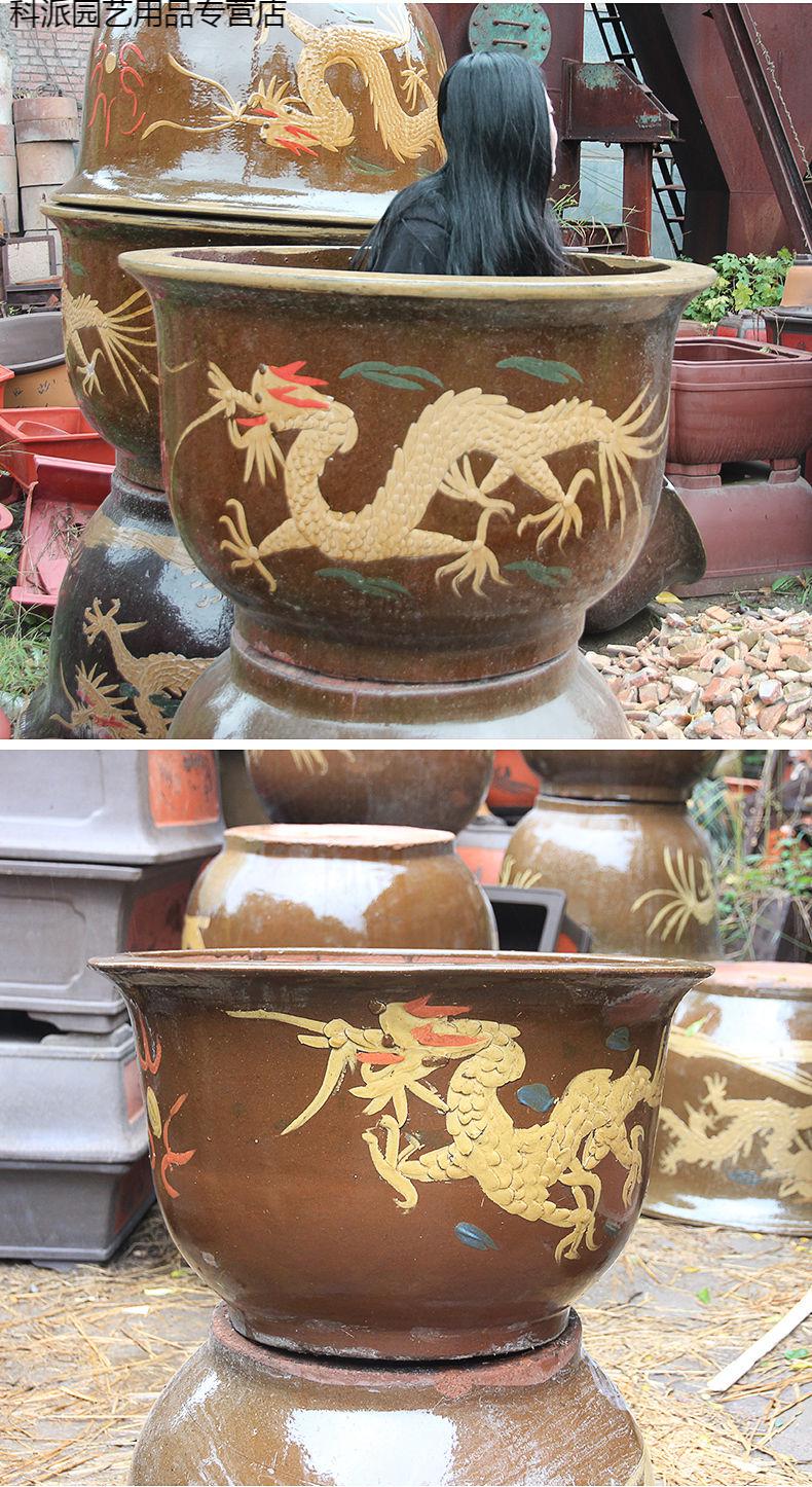 铁树花盆陶瓷花盆超大特大号龙缸庭院种树盆景铁树发财树大型盆栽 外