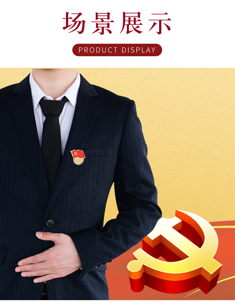 fgacct铜制工艺不褪色2022年新款标准型党徽强磁扣别针扣胸徽新党员