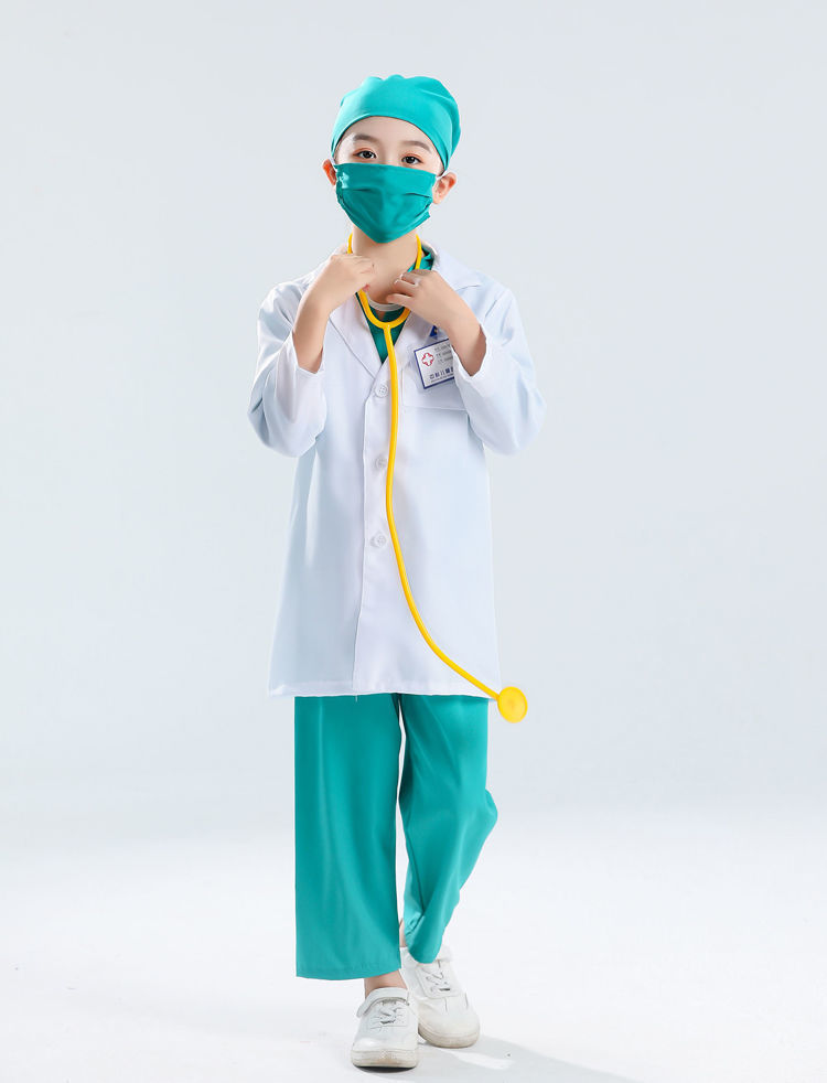 士尼旗舰店儿童小医生服装角色扮演白衣天使服纯棉套装幼儿园白大褂
