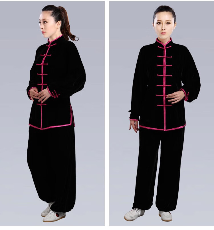 中老年秋冬晨练服棉麻太极服套装冬装加绒加厚金丝绒不倒绒南韩绒练功