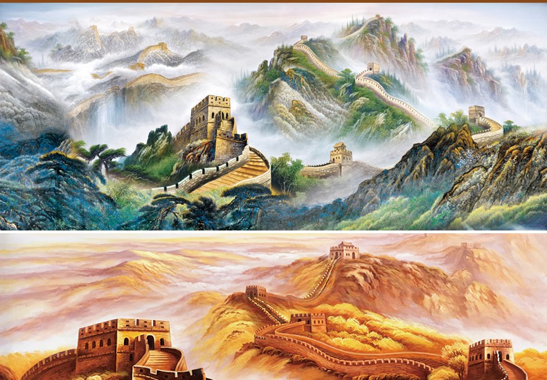 挂画同款万里长城画靠山图山水画办公室中式客厅国画背景墙风景装饰画