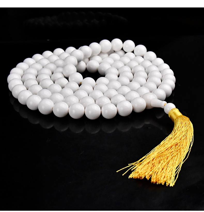 妙聚福海南奶白贝壳手串手链男女佛珠手持念珠108颗大珠子流苏奶白