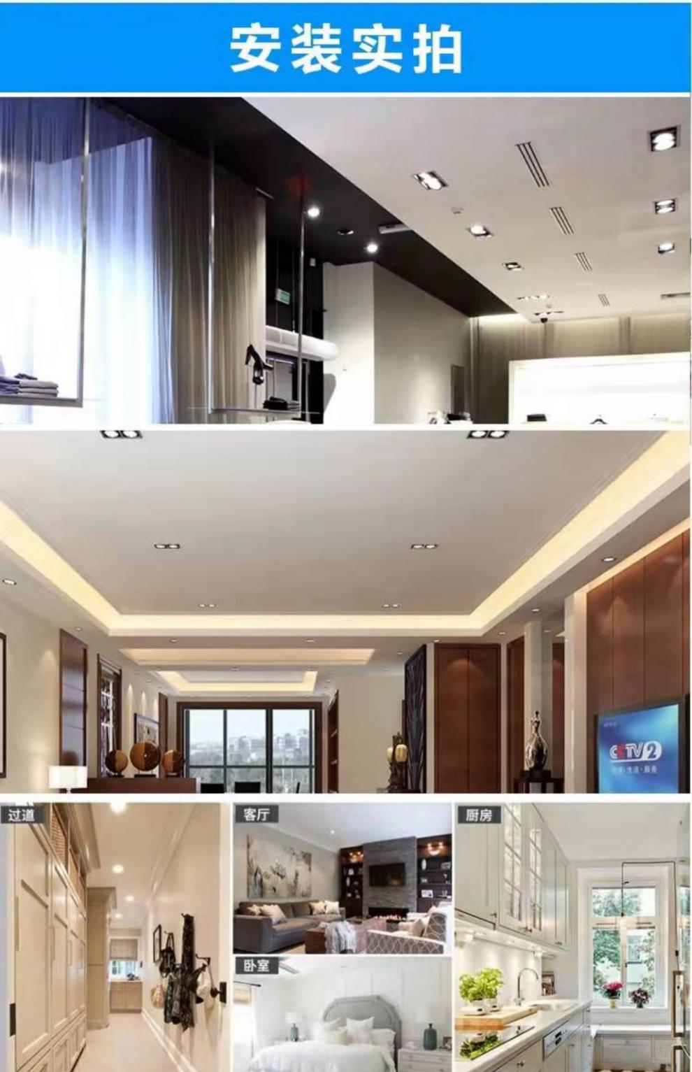 雷士照明led双头筒灯长方形嵌入式双孔斗胆灯家用客厅过道1020拉丝黑