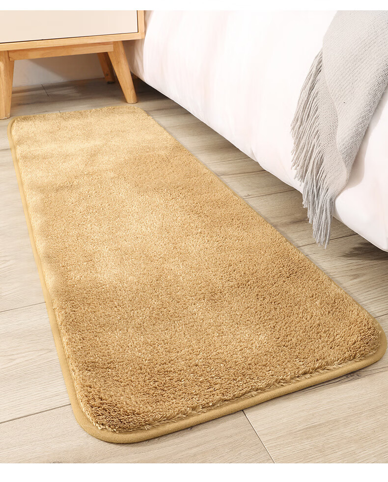 现代素色羊羔绒客厅地毯床边毯卧室家用茶几满铺垫素雅卡其色40120cm